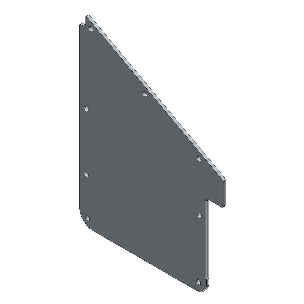 COPERTURA IN ACCIAIO INOX. AISI-304B COPERTURA POSTERIORE ALA-ALU-03 e=2,5 mm TAGLIO LASER
